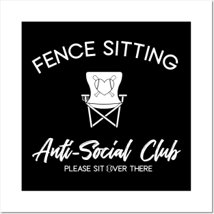 Funny Baseball Fence Sitting Anti-Social Club Please Sit Over There - Softball Posters and Art